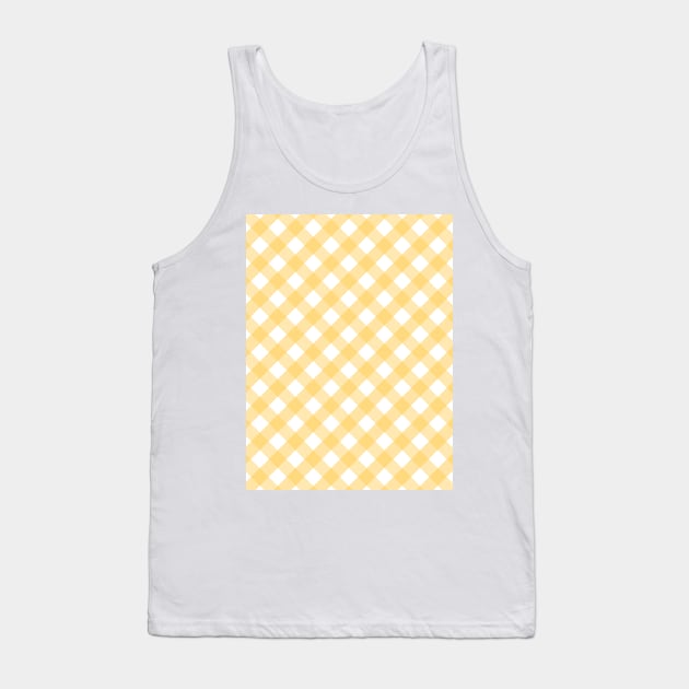 Yellow and White Check Gingham Plaid Tank Top by squeakyricardo